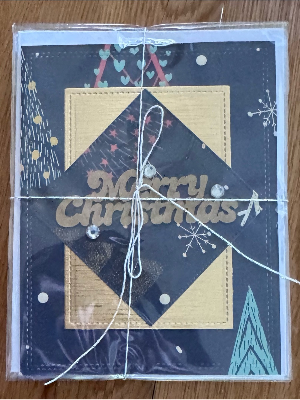 Handmade Christmas Cards - Set of 6 - Merry Christmas Gold & Navy